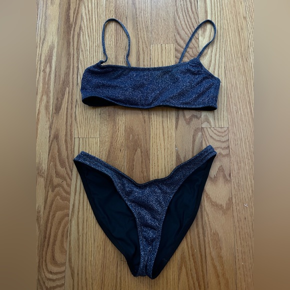 Triangl Swimwear Swim Triangl Navy Blue Sparkle Bikini Set With Bag